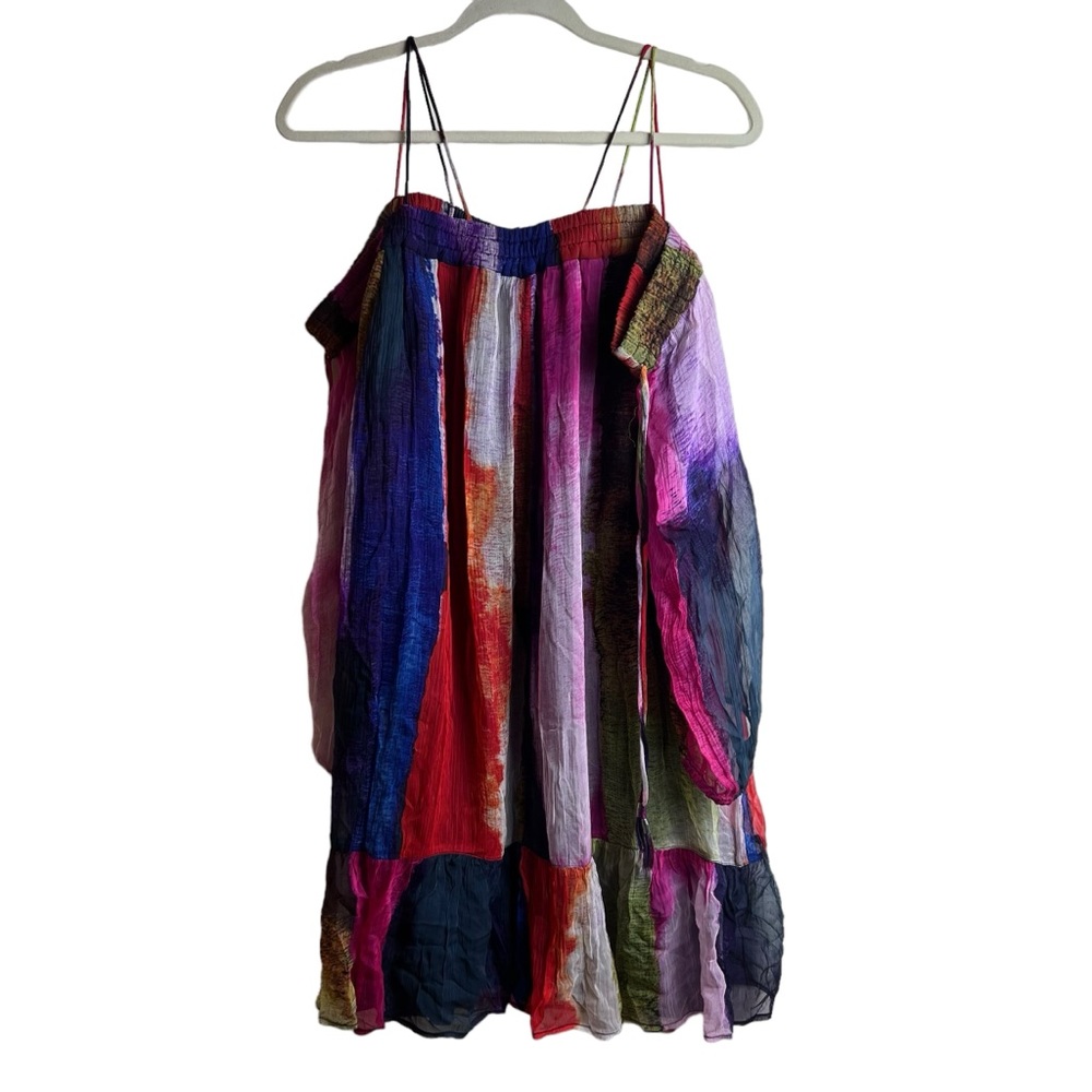 Floreat x Anthropologie Off The Shoulder Watercolor Mini Dress, Size Large - Picture 2 of 14
